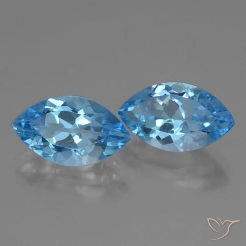 Gemme di Topazio Blu svizzero naturale da 8.00 ct, Taglio marquise, VVS-VS