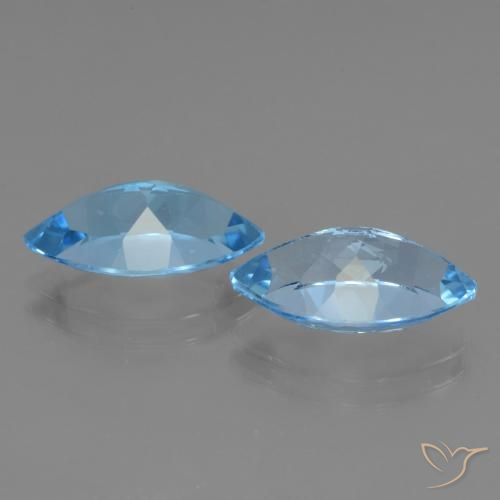 Gemme di Topazio Blu svizzero naturale da 8.00 ct, Taglio marquise, VVS-VS