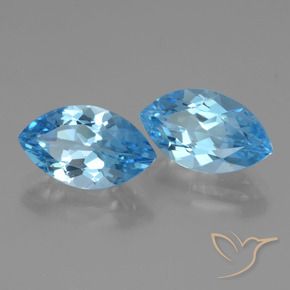 Gemme di Topazio Blu svizzero naturale da 8.58 ct, Taglio marquise, VVS-VS
