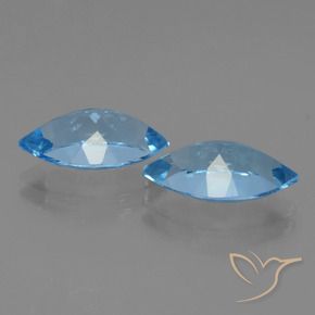 Gemme di Topazio Blu svizzero naturale da 8.02 ct, Taglio marquise, VVS-VS