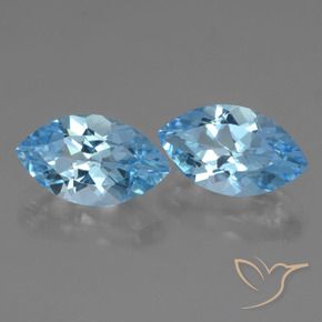 Gemme di Topazio Celeste naturale da 8.10 ct, Taglio marquise, VVS