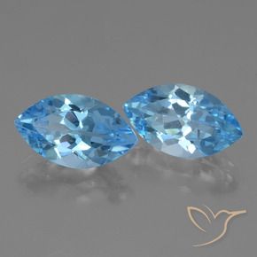 Gemme di Topazio Blu svizzero naturale da 8.23 ct, Taglio marquise, VVS