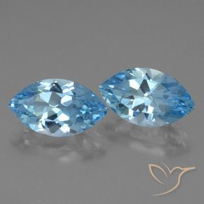 Gemme di Topazio Blu svizzero naturale da 8.04 ct, Taglio marquise, VVS-VS
