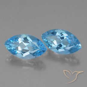 Gemme di Topazio Blu svizzero naturale da 8.36 ct, Taglio marquise, VVS