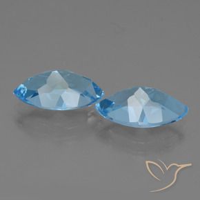 Gemme di Topazio Blu svizzero naturale da 8.43 ct, Taglio marquise, VVS