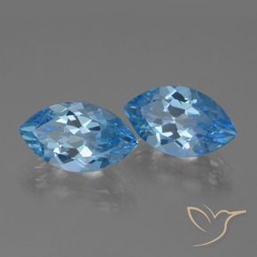 Gemme di Topazio Blu svizzero naturale da 8.21 ct, Taglio marquise, VVS