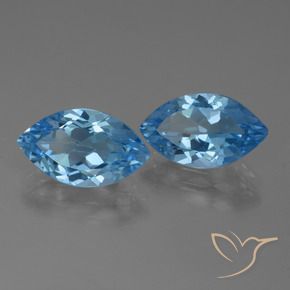 Gemme di Topazio Blu svizzero naturale da 7.40 ct, Taglio marquise, VVS