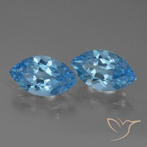 Gemme di Topazio Blu svizzero naturale da 8.33 ct, Taglio marquise, VVS