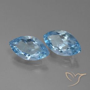 Gemme di Topazio Celeste naturale da 7.79 ct, Taglio marquise, VVS