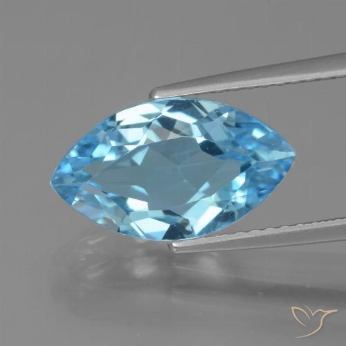 3.80ct Naturale Celeste Topazio, Taglio marquise, VVS