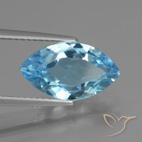 Topazio Celeste naturale da 3.80 ct, Taglio marquise, VVS