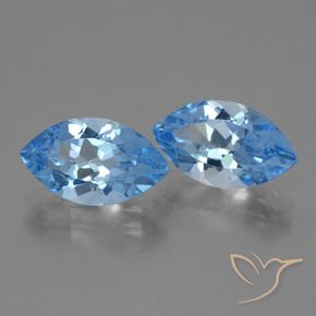 Gemme di Topazio Blu svizzero naturale da 8.12 ct, Taglio marquise, VVS-VS