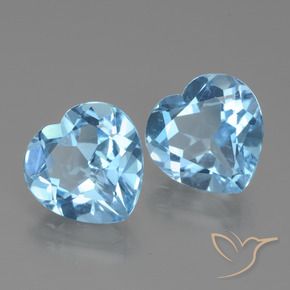 Gemme di Topazio Celeste naturale da 5.66 ct, Cuore, VVS