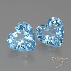 Gemme di Topazio Blu svizzero naturale da 5.86 ct, Cuore, VVS