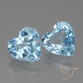 Gemme di Topazio Celeste naturale da 5.78 ct, Cuore, VVS