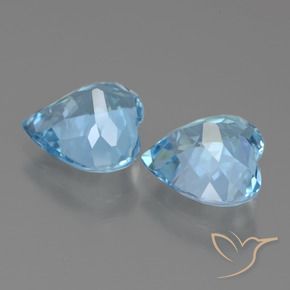Gemme di Topazio Celeste naturale da 5.78 ct, Cuore, VVS