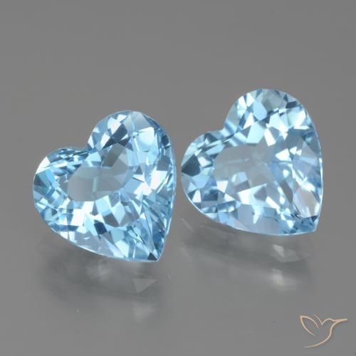 Gemme di Topazio Celeste naturale da 5.84 ct, Cuore, VVS