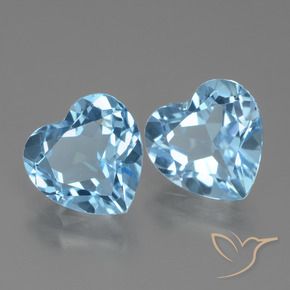 Gemme di Topazio Celeste naturale da 6.26 ct, Cuore, VVS