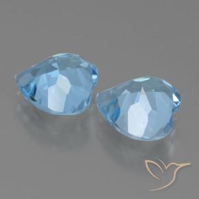 Gemme di Topazio Celeste naturale da 6.26 ct, Cuore, VVS
