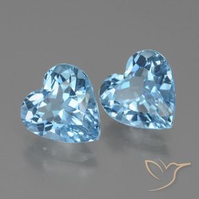 Gemme di Topazio Celeste naturale da 5.80 ct, Cuore, VVS