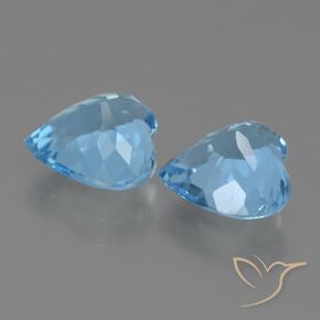 Gemme di Topazio Celeste naturale da 5.80 ct, Cuore, VVS