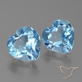 Gemme di Topazio Celeste naturale da 5.91 ct, Cuore, VVS