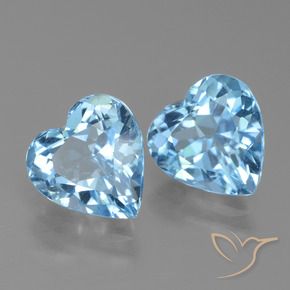 Gemme di Topazio Celeste naturale da 6.04 ct, Cuore, VVS