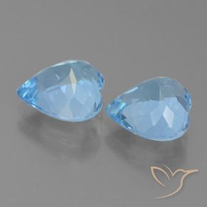 Gemme di Topazio Celeste naturale da 6.04 ct, Cuore, VVS