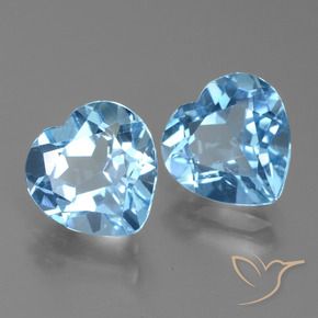 Gemme di Topazio Blu svizzero naturale da 5.92 ct, Cuore, VVS-VS