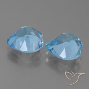 Gemme di Topazio Blu svizzero naturale da 5.92 ct, Cuore, VVS-VS