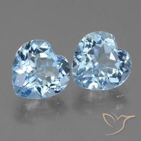 Gemme di Topazio Celeste naturale da 6.41 ct, Cuore, VVS-VS