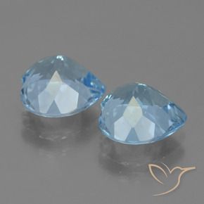 Gemme di Topazio Celeste naturale da 6.41 ct, Cuore, VVS-VS