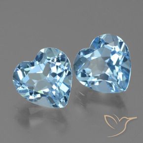 Gemme di Topazio Celeste naturale da 6.29 ct, Cuore, VVS-VS