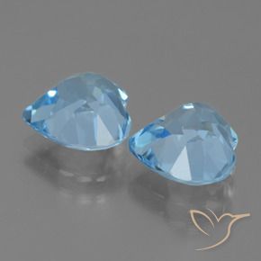 Gemme di Topazio Celeste naturale da 6.29 ct, Cuore, VVS-VS