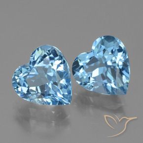 Gemme di Topazio Blu svizzero naturale da 6.85 ct, Cuore, VVS