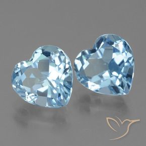 Gemme di Topazio Celeste naturale da 6.69 ct, Cuore, VVS-VS