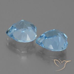 Gemme di Topazio Celeste naturale da 6.69 ct, Cuore, VVS-VS