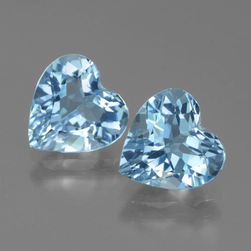 Gemme di Topazio Celeste naturale da 5.33 ct, A forma di cuore, VVS