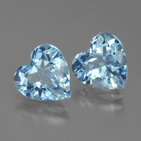 Gemme di Topazio Celeste naturale da 5.33 ct, A forma di cuore, VVS