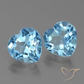Gemme di Topazio Celeste naturale da 5.94 ct, Cuore, VVS