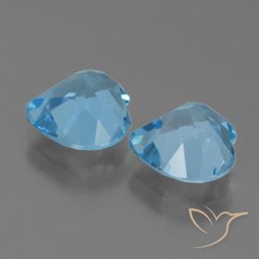 Gemme di Topazio Celeste naturale da 5.94 ct, Cuore, VVS