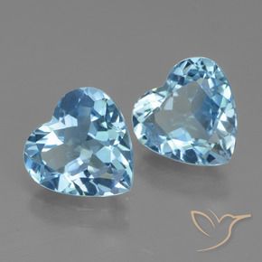 Gemme di Topazio Celeste naturale da 5.30 ct, Cuore, VVS