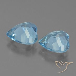 Gemme di Topazio Celeste naturale da 5.30 ct, Cuore, VVS