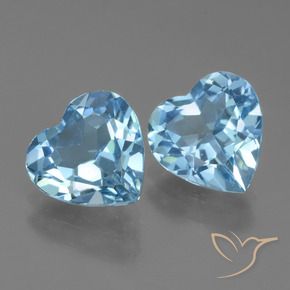 Gemme di Topazio Celeste naturale da 5.21 ct, Cuore, VVS