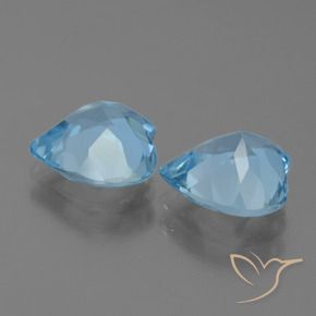 Gemme di Topazio Celeste naturale da 5.21 ct, Cuore, VVS