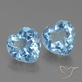 Gemme di Topazio Celeste naturale da 5.96 ct, Cuore, VVS