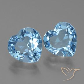 Gemme di Topazio Celeste naturale da 6.13 ct, Cuore, VVS