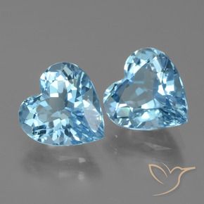 Gemme di Topazio Celeste naturale da 6.04 ct, Cuore, VVS