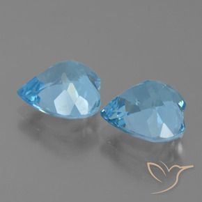 Gemme di Topazio Celeste naturale da 6.04 ct, Cuore, VVS