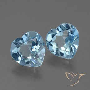Gemme di Topazio Celeste naturale da 5.36 ct, Cuore, VVS-VS
